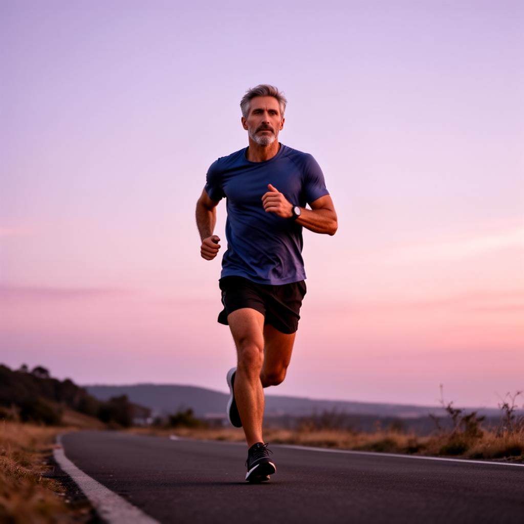 Man jogging at sunrise